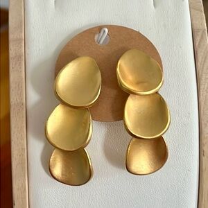 Vintage Minimalist Bold Brushed Gold Dangle Earrings